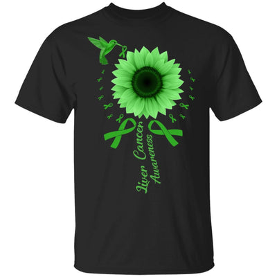 Hummingbird Sunflower Green Liver Cancer Awareness-T-Shirt & Hoodie-Classic T-Shirt-Black