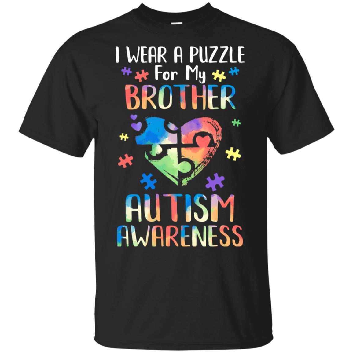 I Wear A Puzzle For My Brother Autism Awareness-T-Shirt & Hoodie-Classic T-Shirt-Black