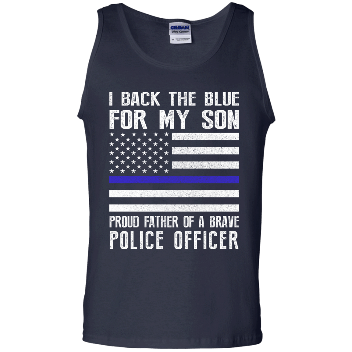 I Back The Blue for My Son Police Thin Blue Line For Dad-T-Shirt & Hoodie-Unisex Tank-Navy