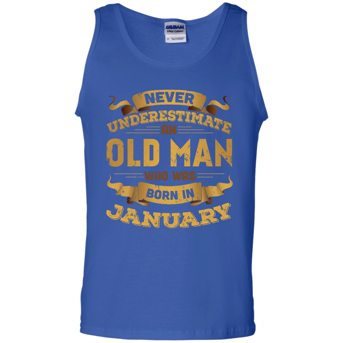 Never Underestimate An Old Man Who Was Born In January-T-Shirt & Hoodie-Unisex Tank-Royal