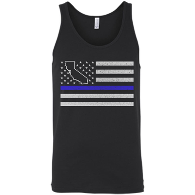 California Thin Blue Line Police State-T-Shirt & Hoodie-Unisex Tank-Black