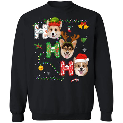 Christmas Ho Ho Ho Corgi Lover Funny Xmas Gift-T-Shirt & Sweatshirt-Crewneck Sweatshirt-Black