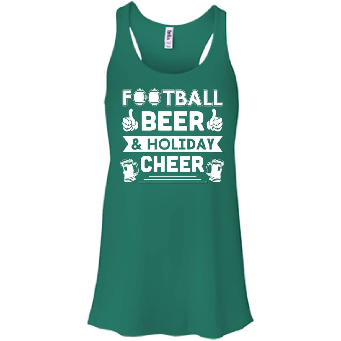 Football Beer Holiday Cheer-T-Shirt & Hoodie-Women's Flowy Racerback Tank-Kelly