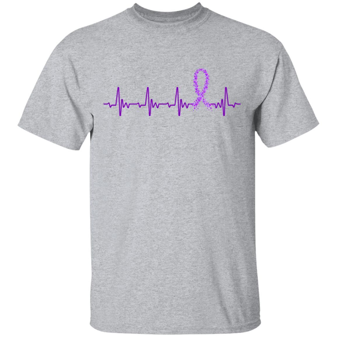Alzheimer's Lupus Awareness Purple Ribbon Heartbeat-T-Shirt & Hoodie-Classic T-Shirt-Sport Grey