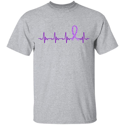 Alzheimer's Lupus Awareness Purple Ribbon Heartbeat-T-Shirt & Hoodie-Classic T-Shirt-Sport Grey