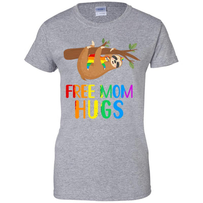 Free Mom Hugs Sloth Rainbow Heart LGBT Pride Month-T-Shirt & Hoodie-Women's T-Shirt-Sport Grey