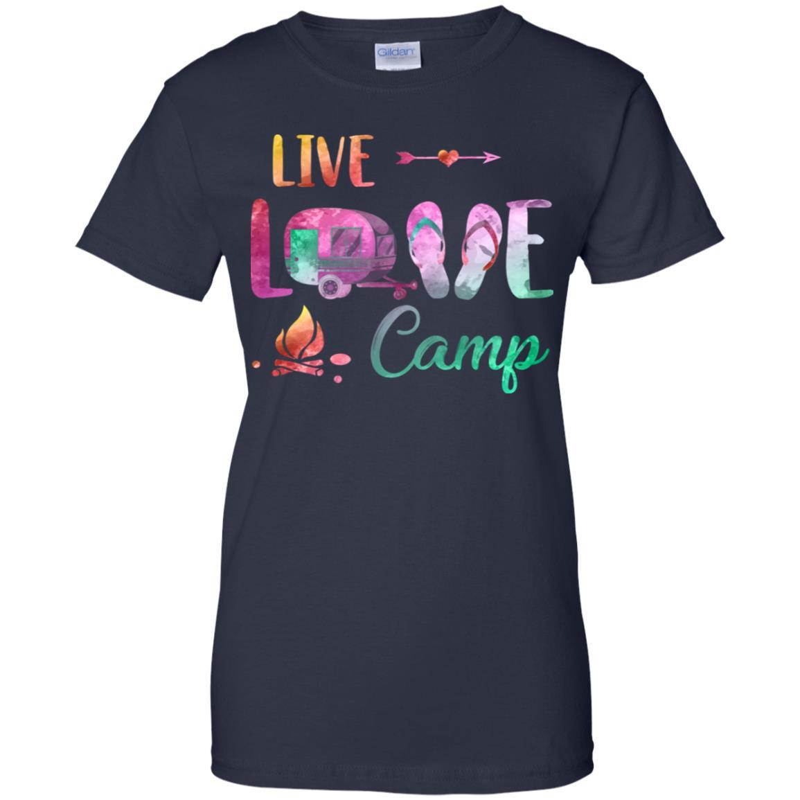 Live Love Camp Car Flip Flops Camping Gifts-T-Shirt & Tank Top-Women's T-Shirt-Navy