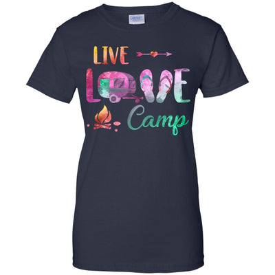 Live Love Camp Car Flip Flops Camping Gifts-T-Shirt & Tank Top-Women's T-Shirt-Navy