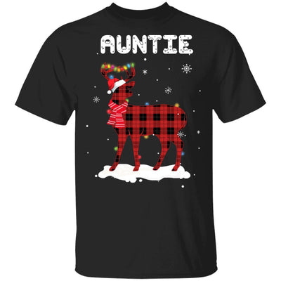 Auntie Deer Red Plaid Christmas Family Matching Pajamas-T-Shirt & Sweatshirt-Classic T-Shirt-Black
