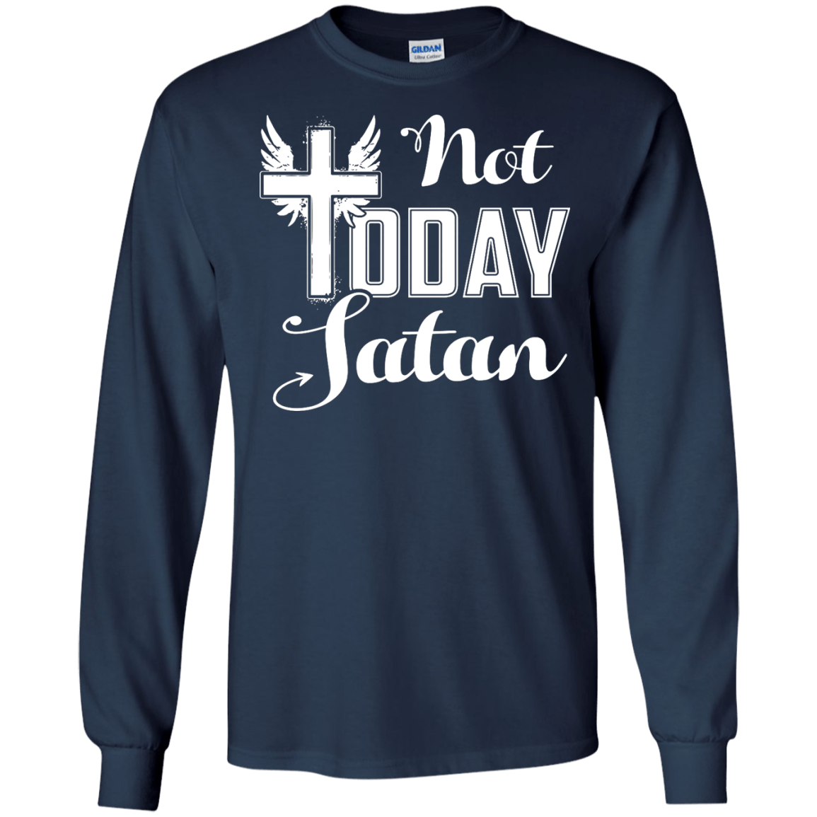 Not Today Satan-T-Shirt & Hoodie-Long Sleeve T-Shirt-Navy