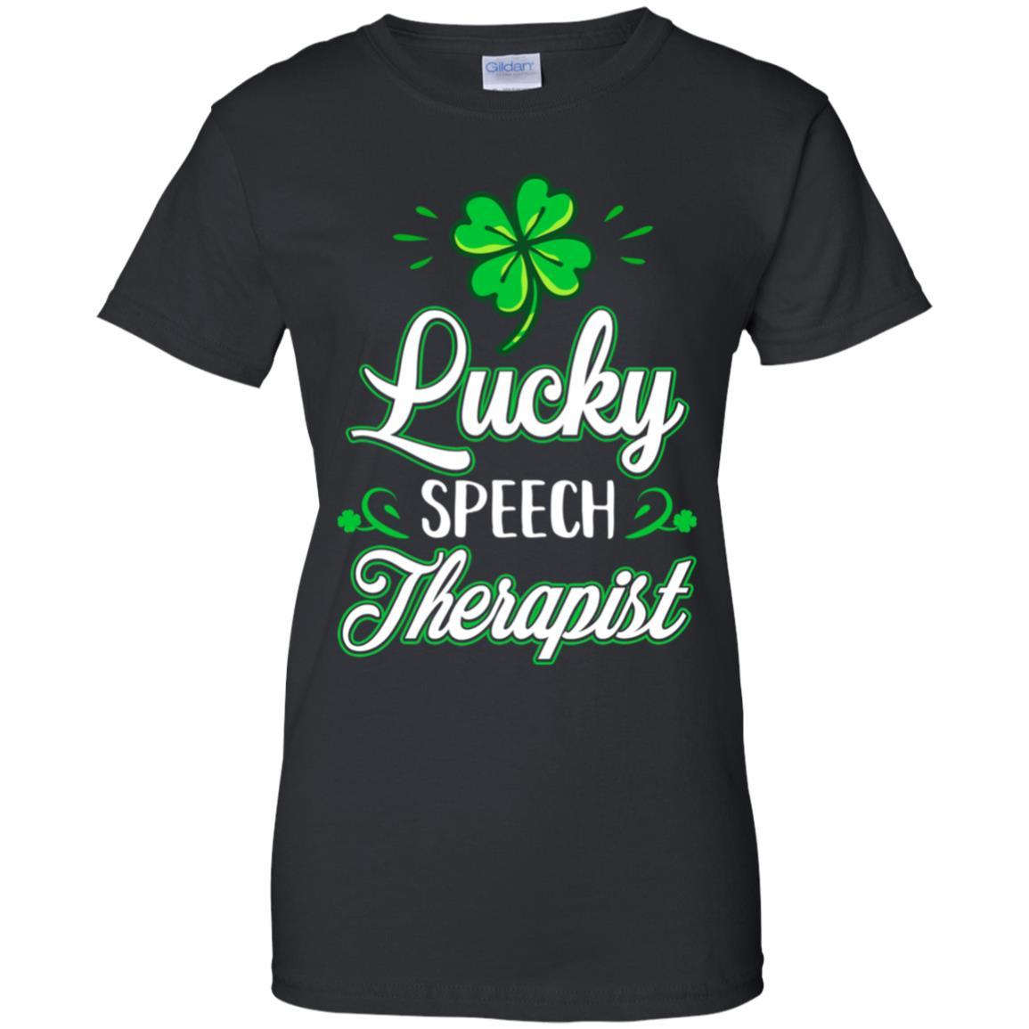 Lucky Speech Therapist St Patricks Day School Teacher-T-Shirt & Hoodie-Women's T-Shirt-Black