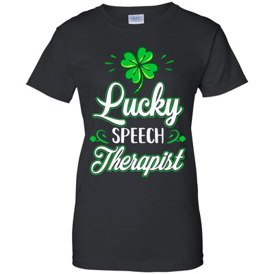 Lucky Speech Therapist St Patricks Day School Teacher-T-Shirt & Hoodie-Women's T-Shirt-Black