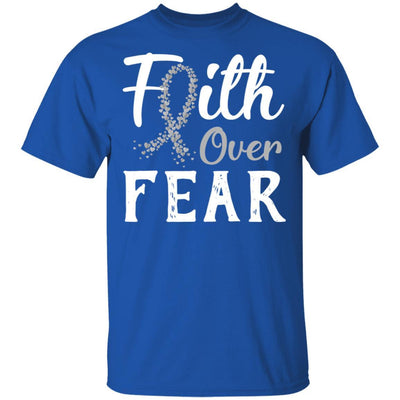 Brain Cancer Diabetes Awareness Gray Ribbon Faith Over Fear-T-Shirt & Hoodie-Classic T-Shirt-Royal