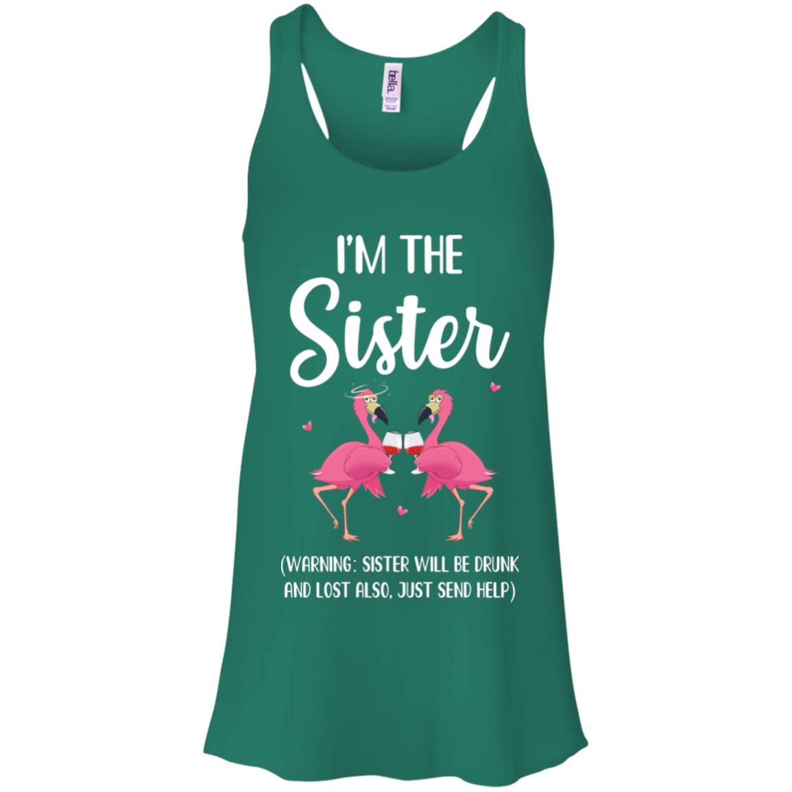 If I Lost Or Drunk Please Return To Sister Flamingo-T-Shirt & Tank Top-Women's Flowy Racerback Tank-Kelly Green