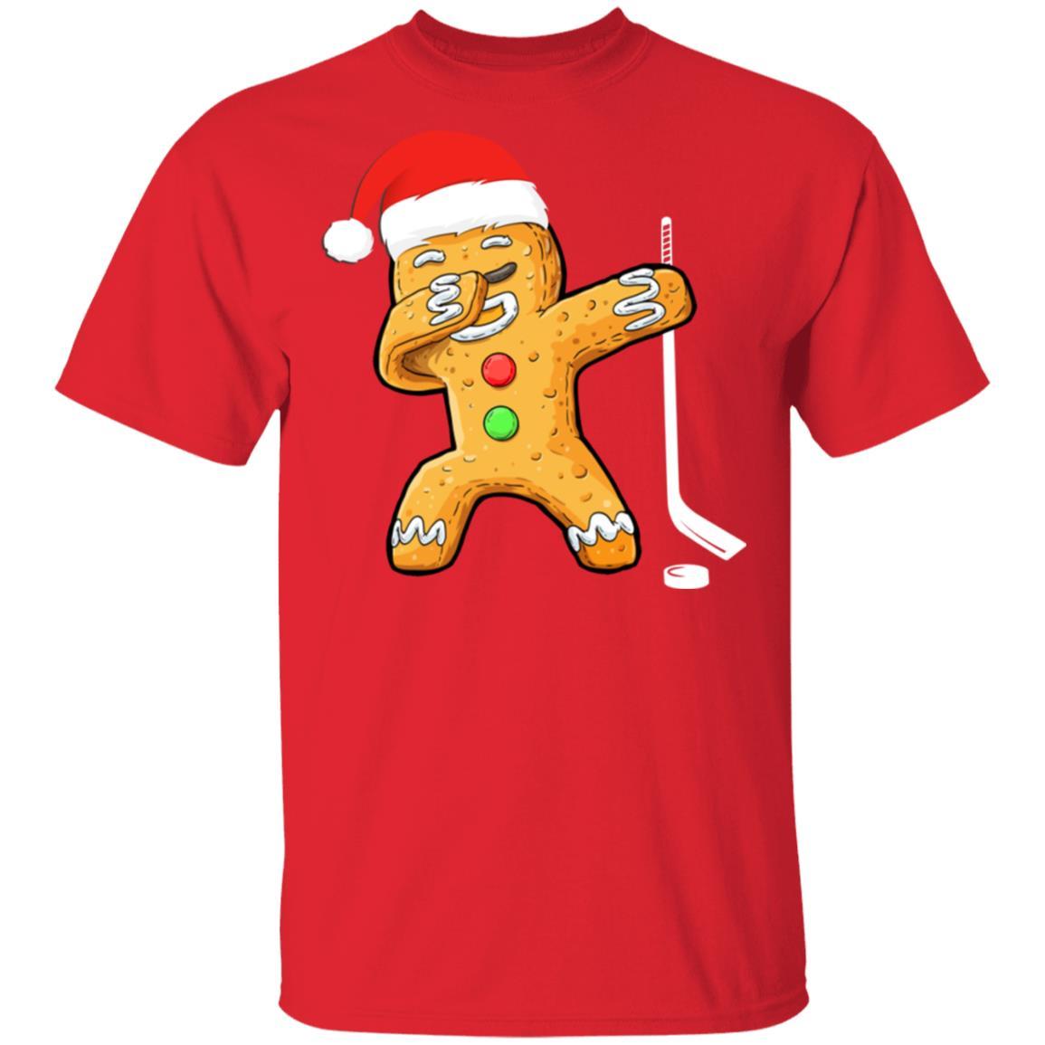Dabbing Gingerbread Santa Hockey Christmas Pajama Gifts-T-Shirt & Sweatshirt-Classic T-Shirt-Red