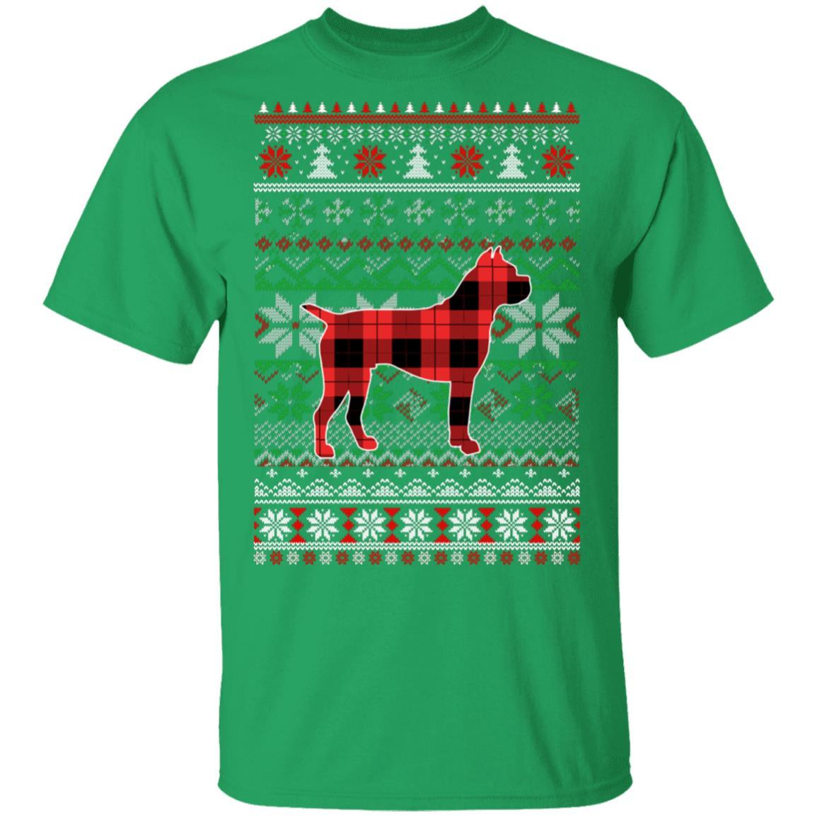 Boxer Red Plaid Ugly Christmas Sweater Funny Gifts-T-Shirt & Sweatshirt-Classic T-Shirt-Irish Green
