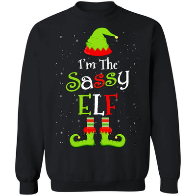 I'm The Sassy Elf Family Matching Funny Christmas Group Gift-T-Shirt & Sweatshirt-Crewneck Sweatshirt-Black