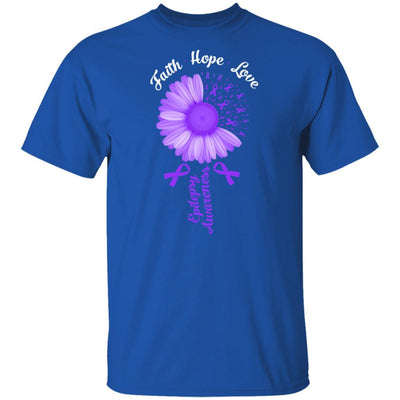 Faith Hope Love Purple Ribbon Epilepsy Awareness-T-Shirt & Hoodie-Classic T-Shirt-Royal