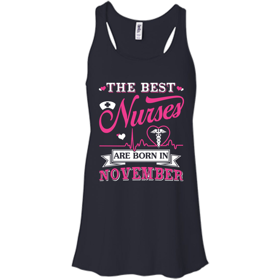 The Best Nurses Are Born In November-T-Shirt & Hoodie-Women's Flowy Racerback Tank-Midnight