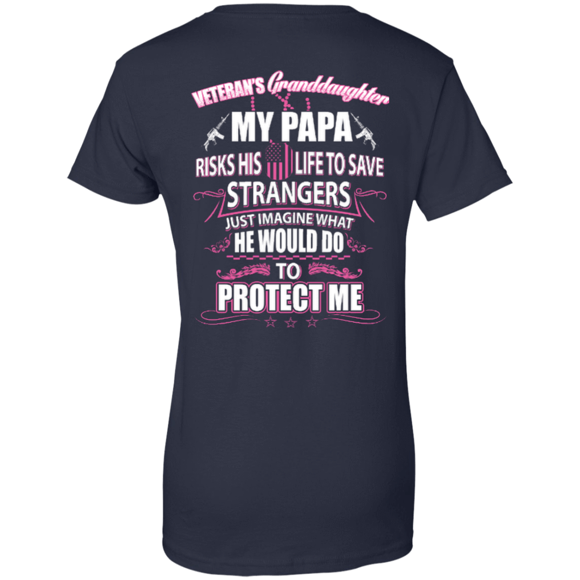 Veteran's Granddaughter My Papa Risks His Life To Save Strangers-T-Shirt & Hoodie-Women's T-Shirt-Navy