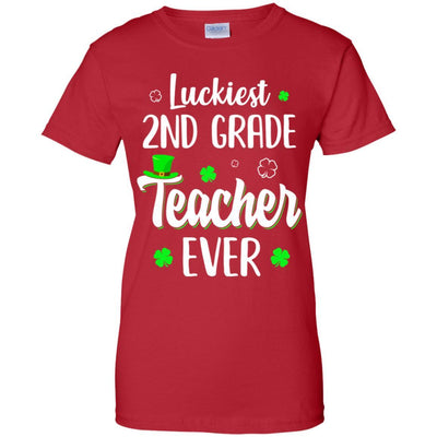 Luckiest 2nd Grade Teacher Ever Irish St Patricks Day-T-Shirt & Hoodie-Women's T-Shirt-Red