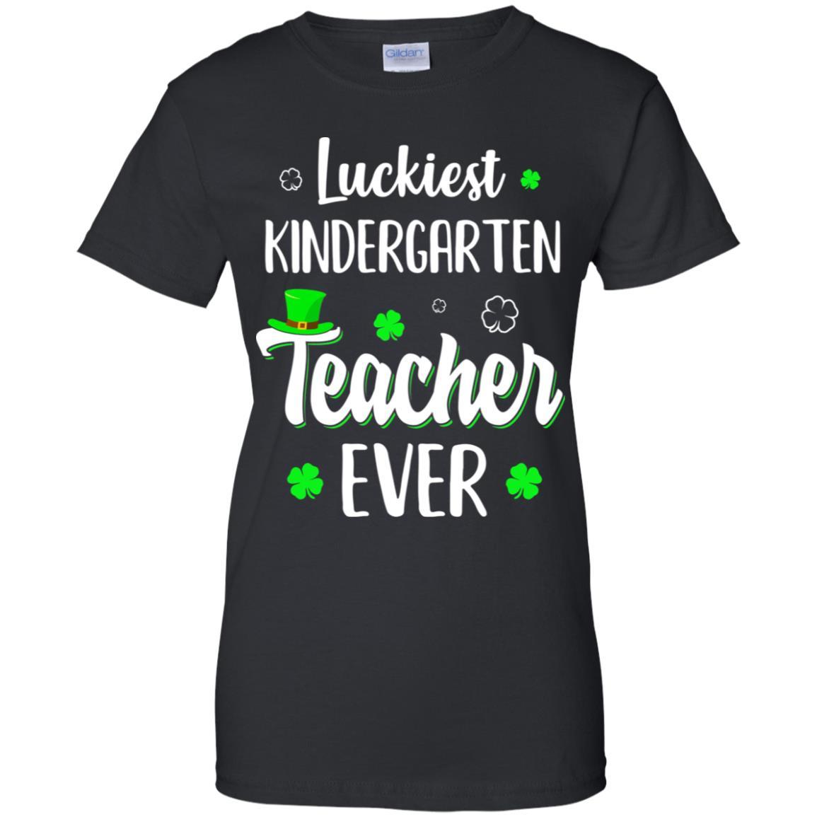 Luckiest Kindergarten Teacher Ever Irish St Patricks Day-T-Shirt & Hoodie-Women's T-Shirt-Black
