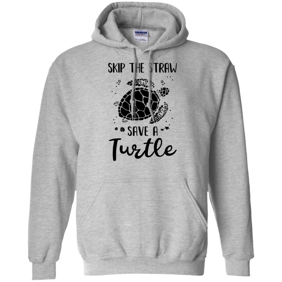 Save The Turtles Skip A Straw Save A Turtle-T-Shirt & Hoodie-Pullover Hoodie-Sport Grey