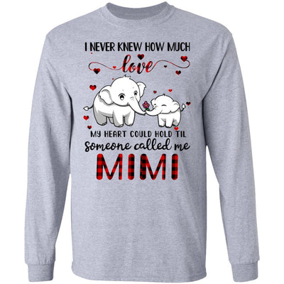 Someone Called Me Mimi Elephant Red Plaid Mother's Day-T-Shirt & Hoodie-Long Sleeve T-Shirt-Sport Grey