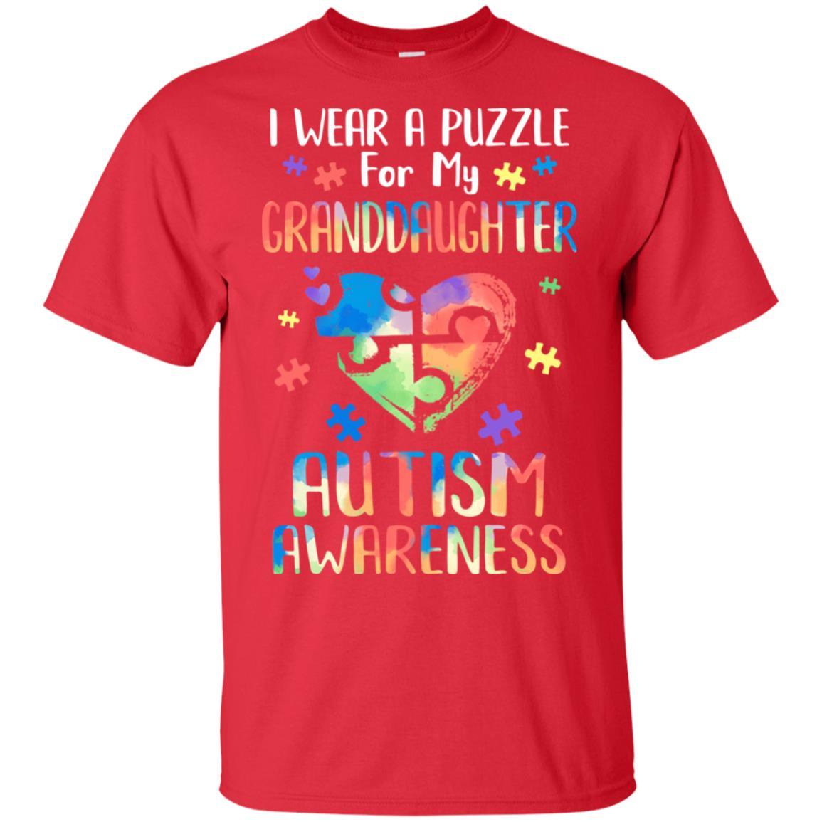 I Wear A Puzzle For My Granddaughter Autism Awareness-T-Shirt & Hoodie-Classic T-Shirt-Red