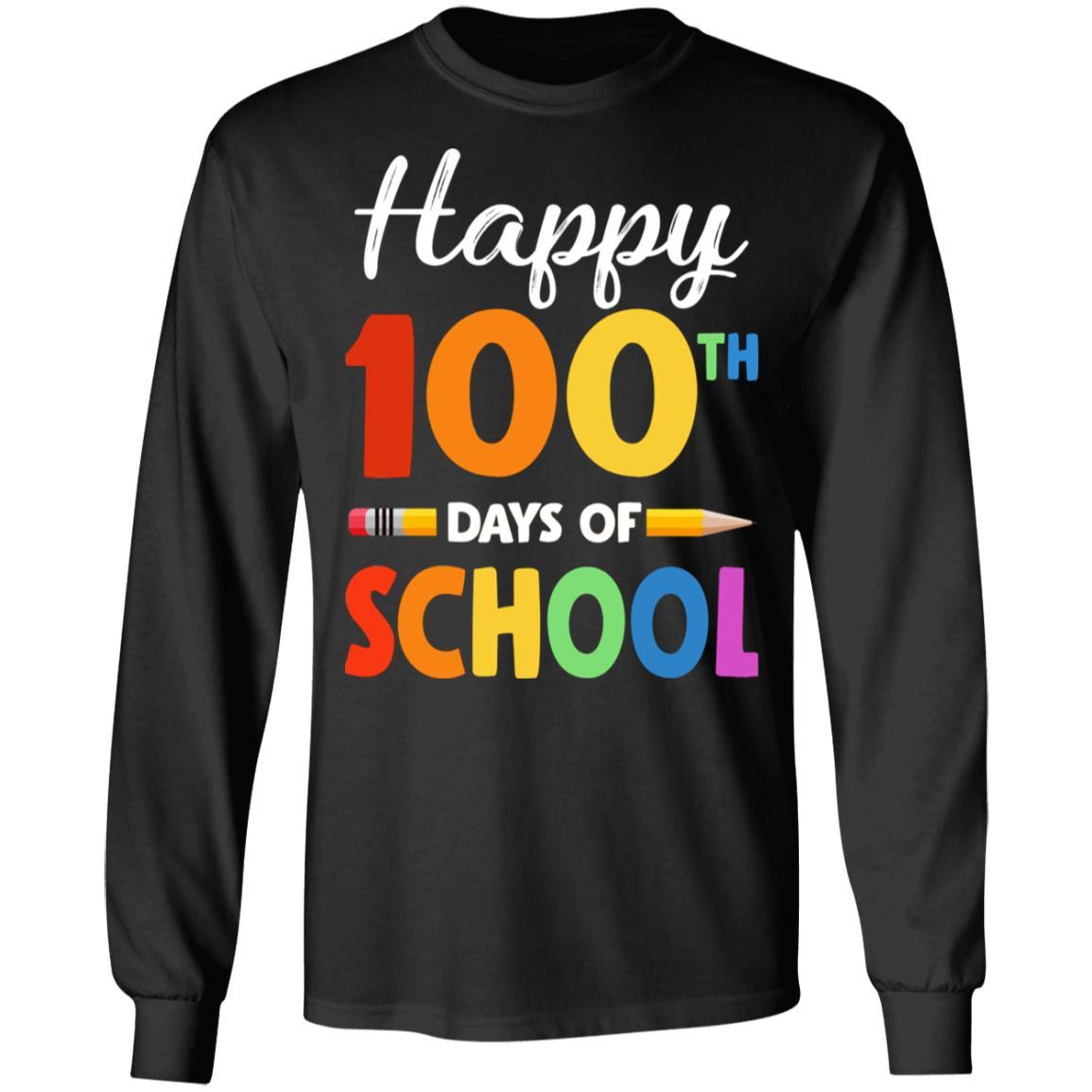Happy 100th Day of School Teacher or Student Gift Youth-T-Shirt & Hoodie-Long Sleeve T-Shirt-Black