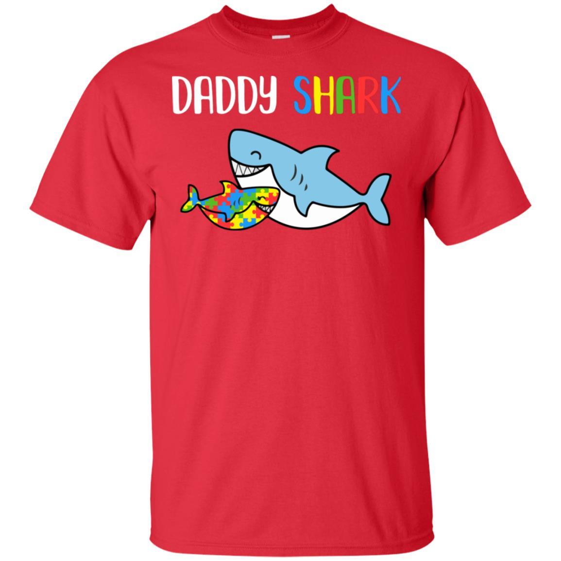 Daddy Shark Support Autism Awareness For Child-T-Shirt & Hoodie-Classic T-Shirt-Red