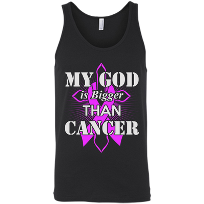 My God Is Bigger Than Cancer Purple Awareness Ribbon-T-Shirt & Hoodie-Unisex Tank-Black
