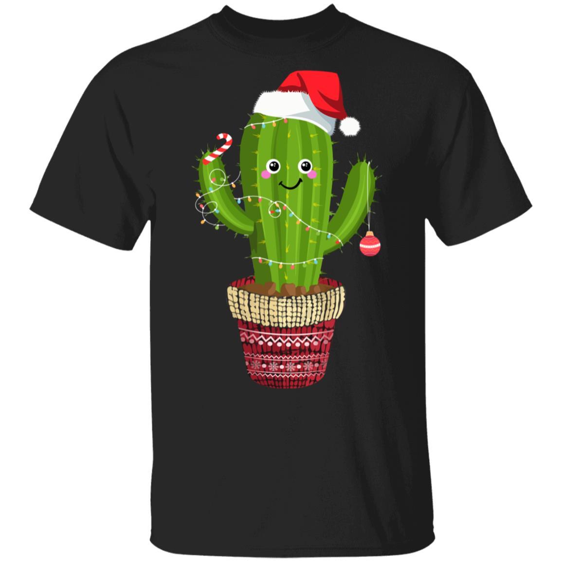 Cactus Christmas Tree Gift Santa Xmas Plant Lover-T-Shirt & Sweatshirt-Classic T-Shirt-Black