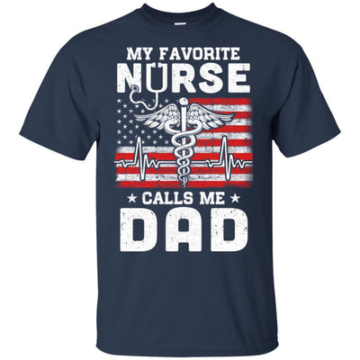 My Favorite Nurse Calls Me Dad USA Flag Father's Day-T-Shirt & Hoodie-Classic T-Shirt-Navy