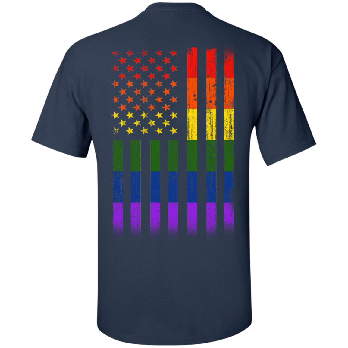Rainbow Lesbian Gay Pride LGBT America Flag-T-Shirt & Hoodie-Classic T-Shirt-Navy