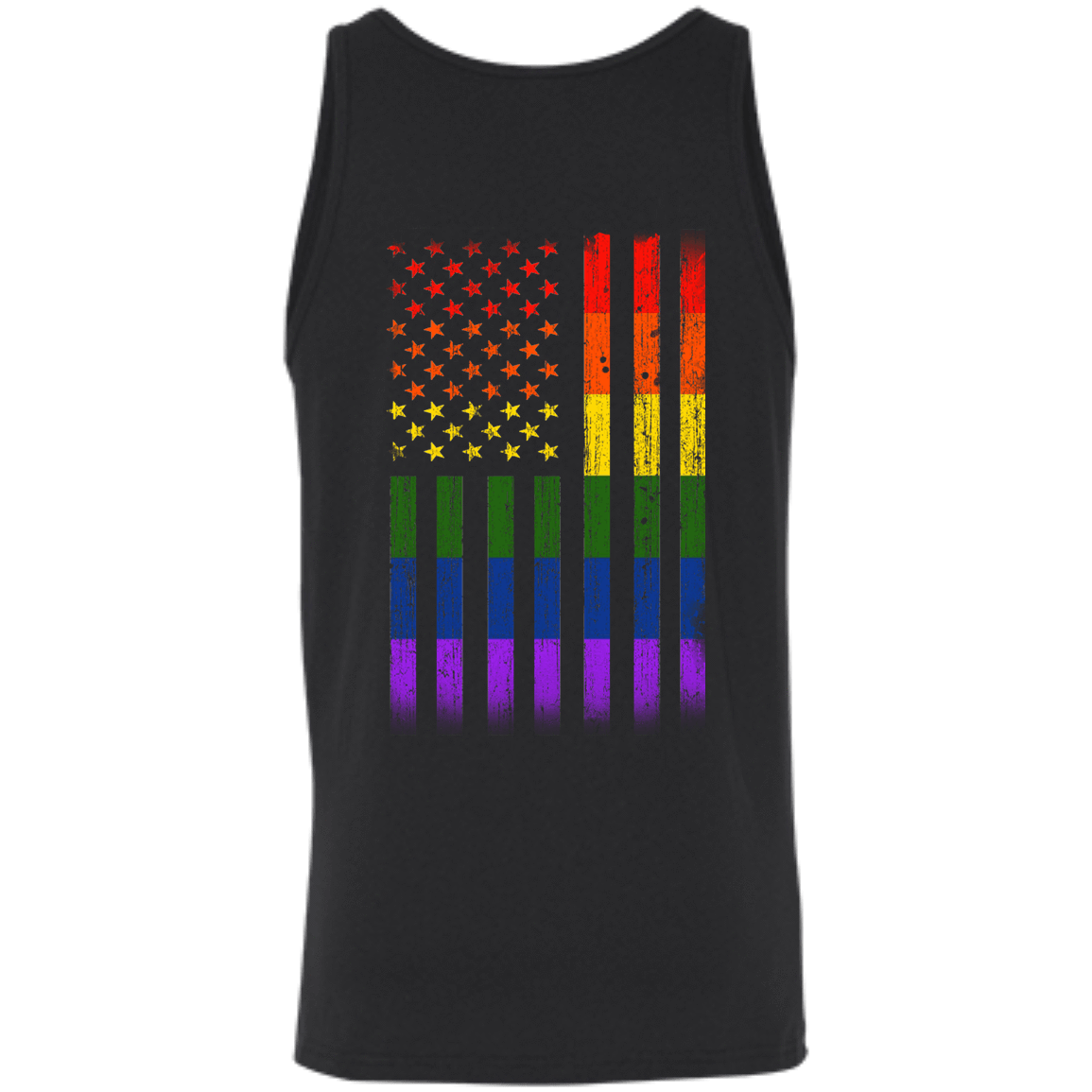 Rainbow Lesbian Gay Pride LGBT America Flag-T-Shirt & Hoodie-Unisex Tank-Black
