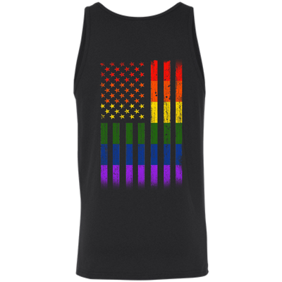 Rainbow Lesbian Gay Pride LGBT America Flag-T-Shirt & Hoodie-Unisex Tank-Black