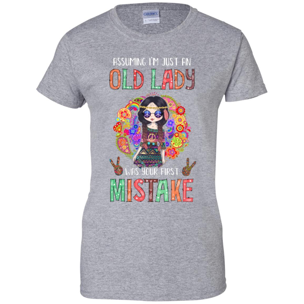 Assuming I'm Just An Old Lady Hippie Gift-T-Shirt & Tank Top-Women's T-Shirt-Sport Grey