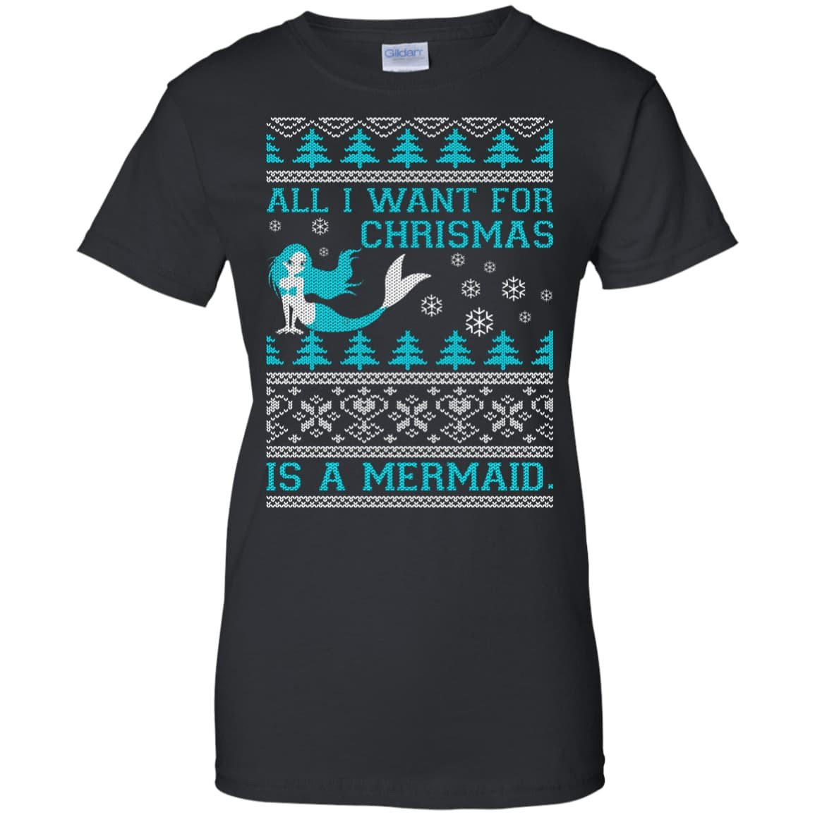 All I Want For Christmas Is A Mermaid-T-Shirt & Hoodie-Women's T-Shirt-Black