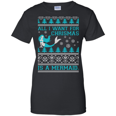 All I Want For Christmas Is A Mermaid-T-Shirt & Hoodie-Women's T-Shirt-Black