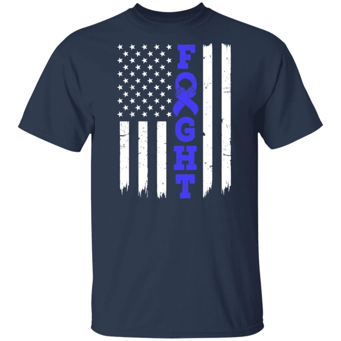 Prostate Colon Cancer Awareness American Flag Distressed-T-Shirt & Hoodie-Classic T-Shirt-Navy