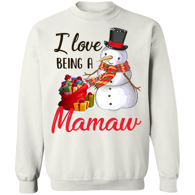I Love Being A Mamaw Snowman Gift For Christmas Day-T-Shirt & Sweatshirt-Crewneck Sweatshirt-White
