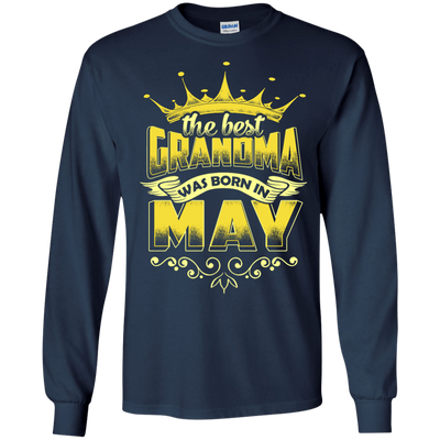 The Best Grandma Was Born In May-T-Shirt & Hoodie-Long Sleeve T-Shirt-Navy