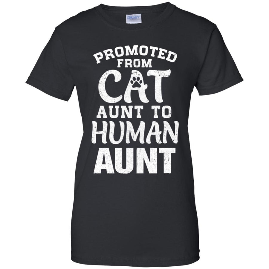 Promoted From Cat Aunt To Human Aunt Gifts-T-Shirt & Hoodie-Women's T-Shirt-Black