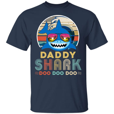 Retro Vintage Daddy Shark Doo Doo Doo-T-Shirt & Hoodie-Classic T-Shirt-Navy