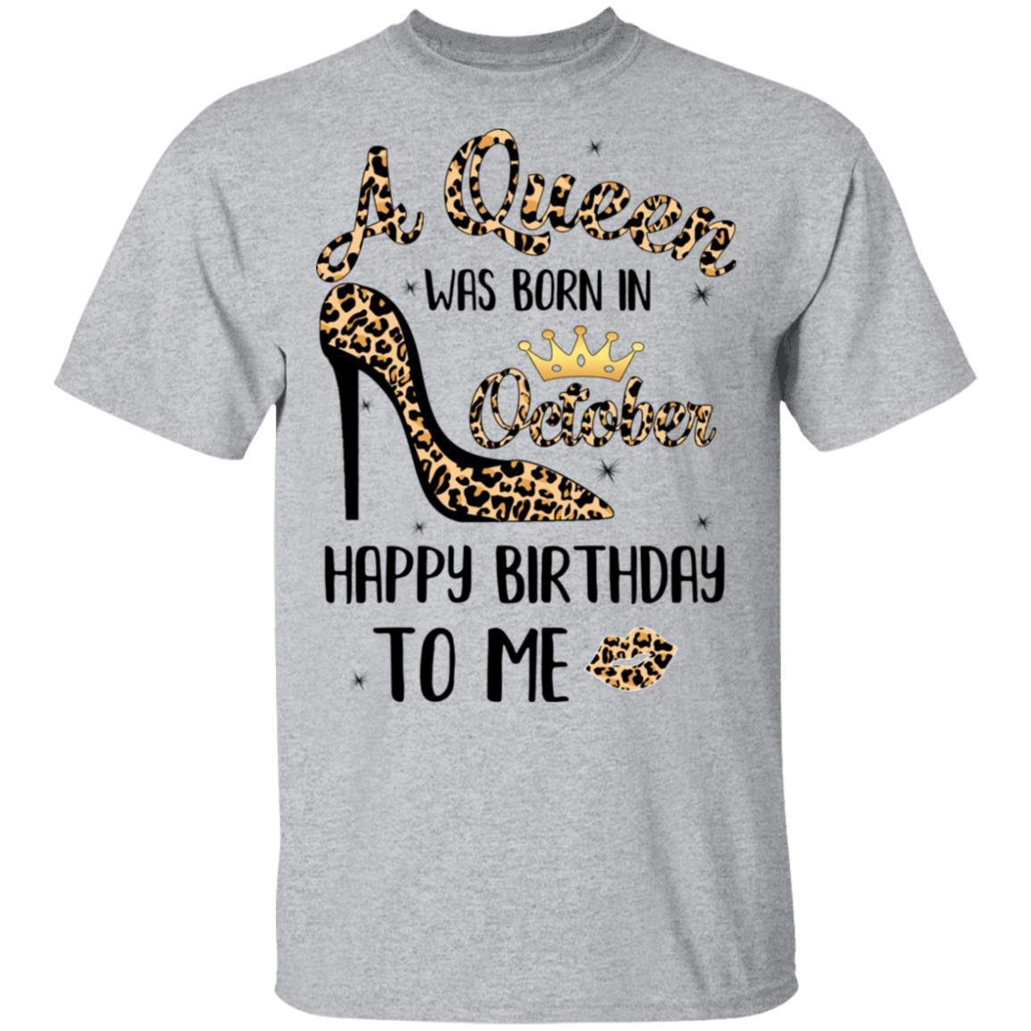Born In October Girl Leopard High Heels Birthday Women Gift-T-Shirt & Tank Top-Classic T-Shirt-Sport Grey