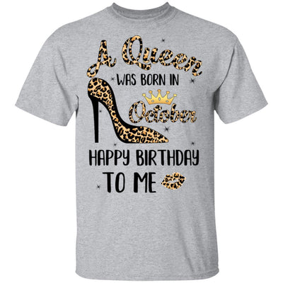Born In October Girl Leopard High Heels Birthday Women Gift-T-Shirt & Tank Top-Classic T-Shirt-Sport Grey