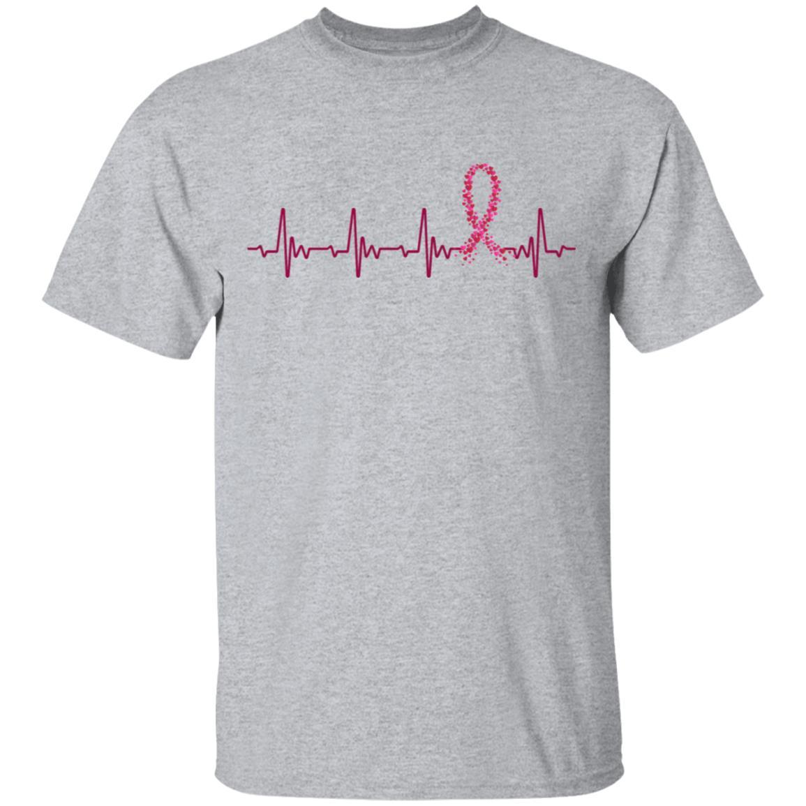 Multiple Myeloma Awareness Burgundy Ribbon Heartbeat-T-Shirt & Hoodie-Classic T-Shirt-Sport Grey