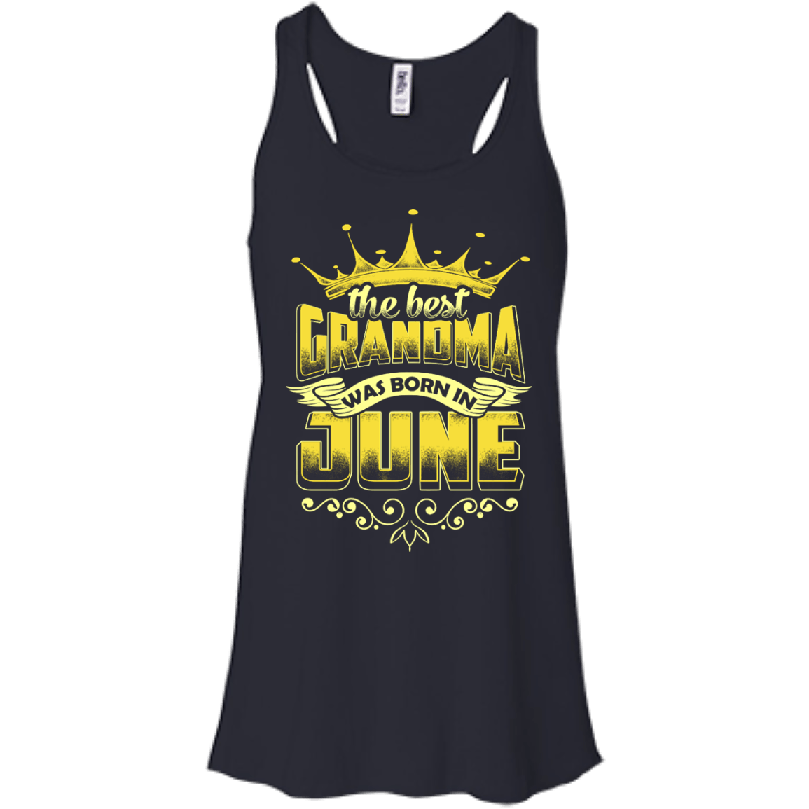 The Best Grandma Was Born In June-T-Shirt & Hoodie-Women's Flowy Racerback Tank-Midnight