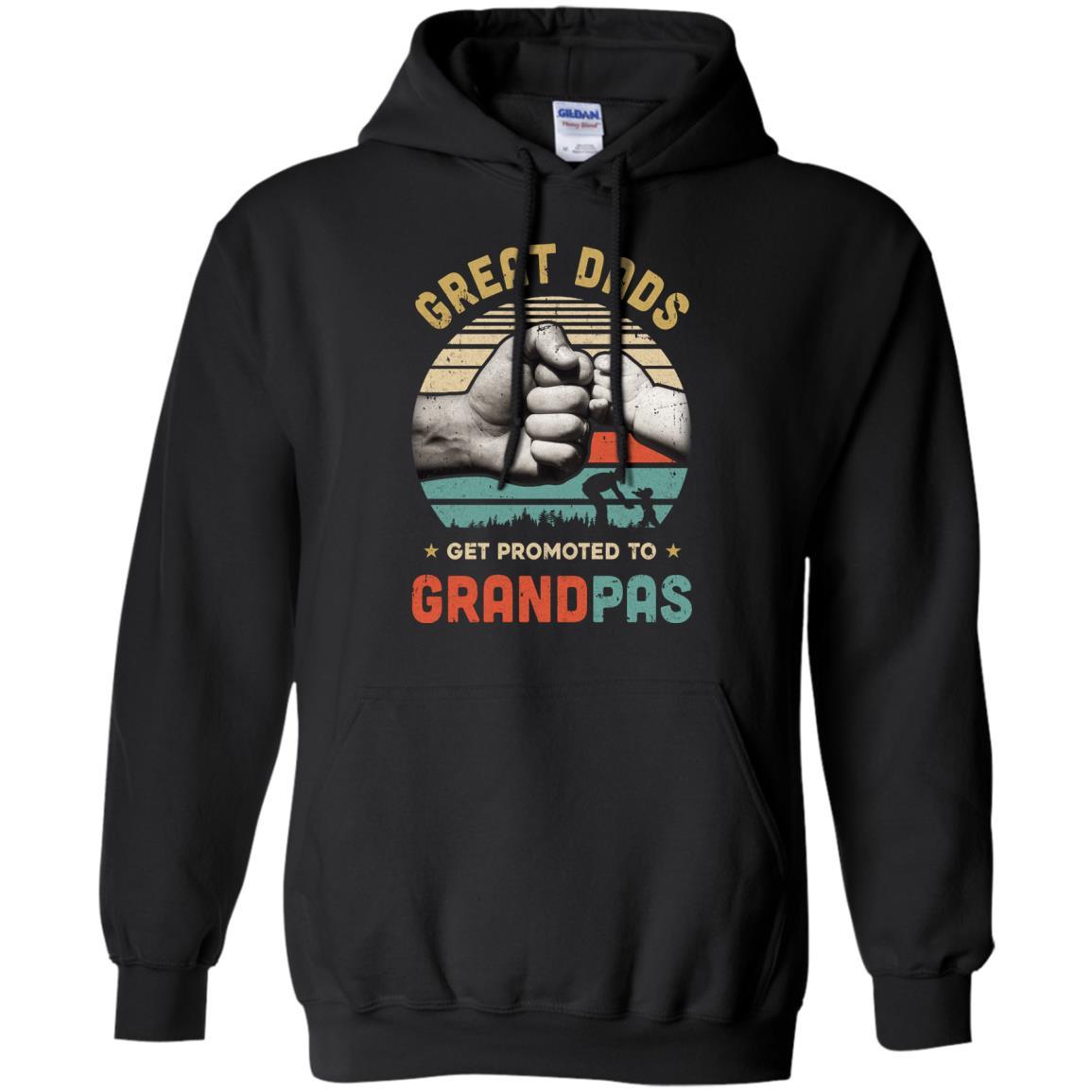 Vintage Great Dads Get Promoted To Grandpas Funny Dad-T-Shirt & Hoodie-Pullover Hoodie-Black